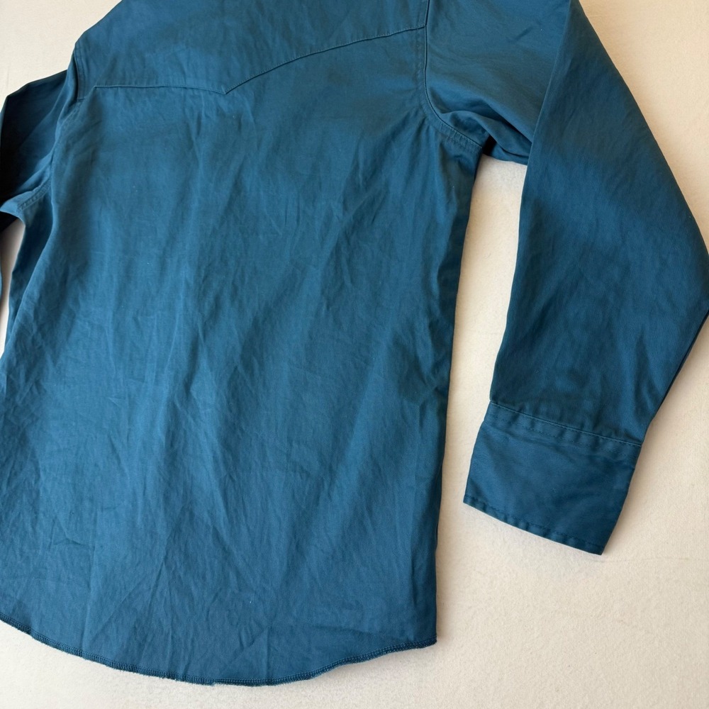 Wrangler Teal Button-Down Western Shirt - Picture 9 of 11